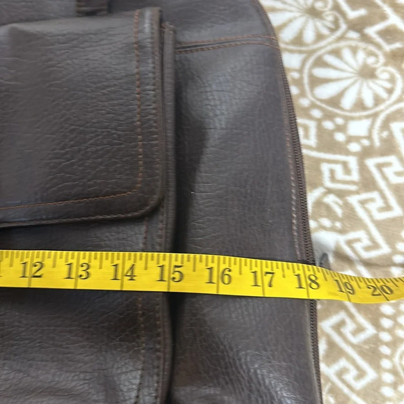 Buxton brown leather briefcase zip & snap pockets over shoulder vintage - Picture 10 of 14